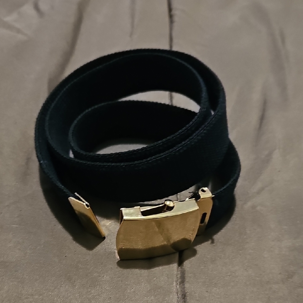 Men's Black Canvas Belt with Gold Buckle